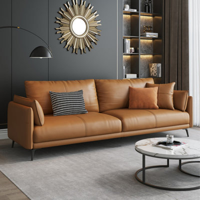 Orange Genuine Leather Standard Sofa cushion Loveseat