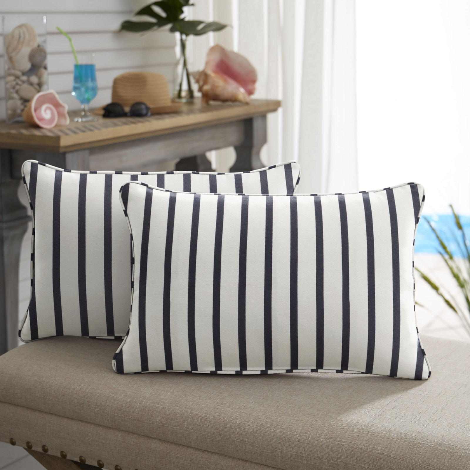 Lorena Sunbrella® Throw Pillow, 13"H x 20"W