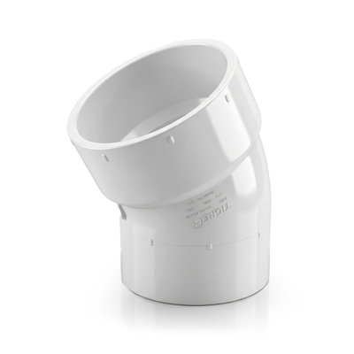 1-1/2" White PVC DWV 1/16 Bend 22.5° Street Elbow, Hub x Spigot Plumbing Fitting for Drain, Waste & Vent System, (50 Pack)