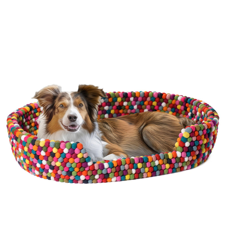 Lit pour animal en laine tricoté à la main MODWOOL l 32 po (multicolore), H 6,5 po x l 32 po x P 24 po