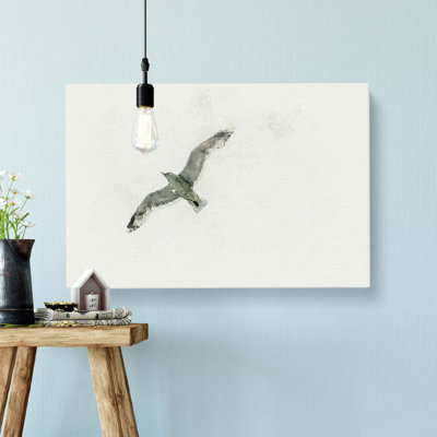 Flying Seagull in Abstract - Wrapped Canvas
