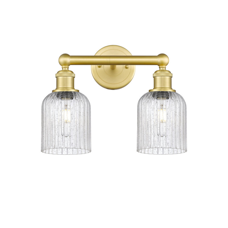 Abat-jour de salle de bain 2 lumières Edison Addeline 14 po, Or satiné, Grainé