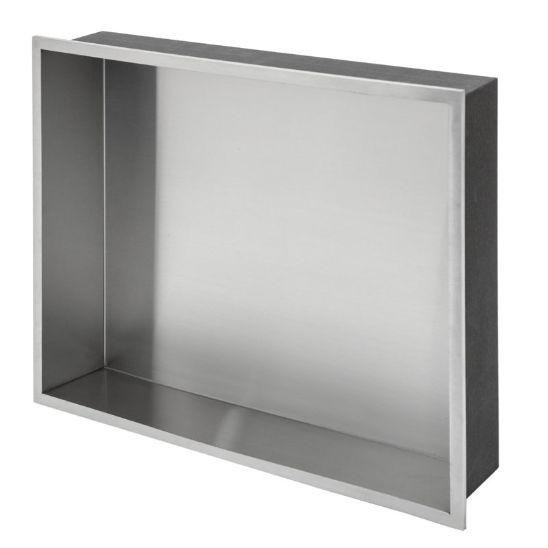 Brushed Nickel Stainless Steel Wall Niche with Anti-Water Slope