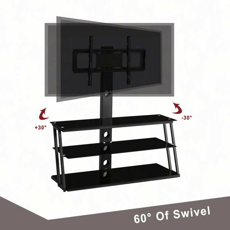 Multi-Function Angle And Height Adjustable Tempered Glass  TV Stand