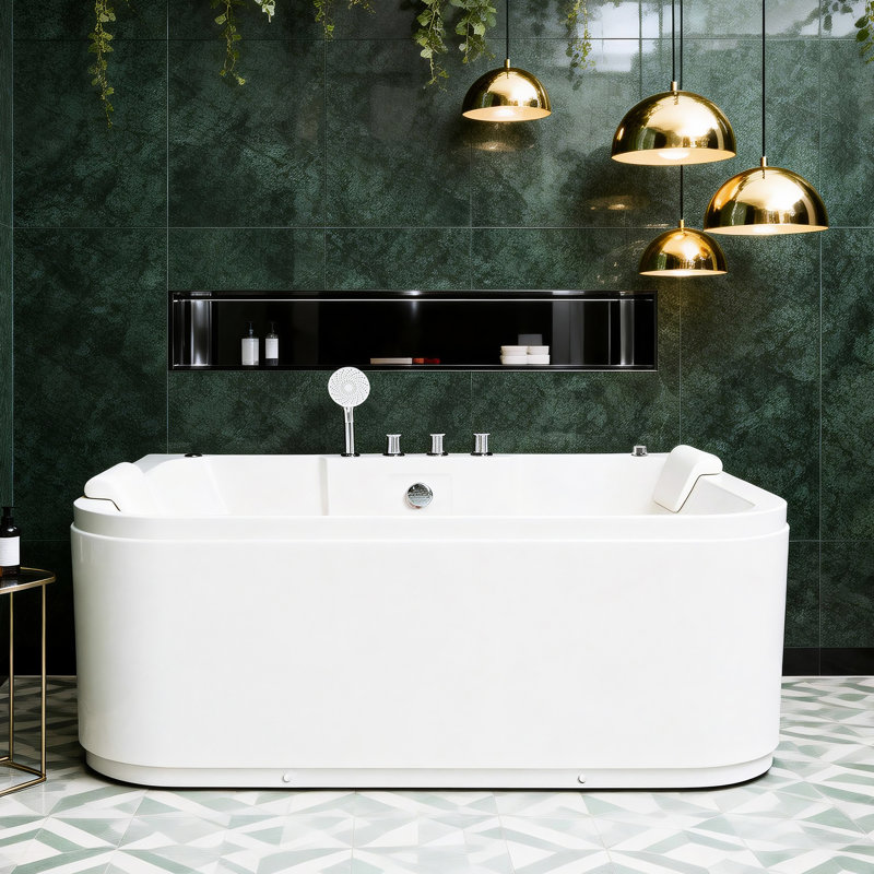 2 Spa Bathtub With 16 Adjustable Water Jets, Led Floor , And Heater For A Soothing Home Personal Relaxing Experience