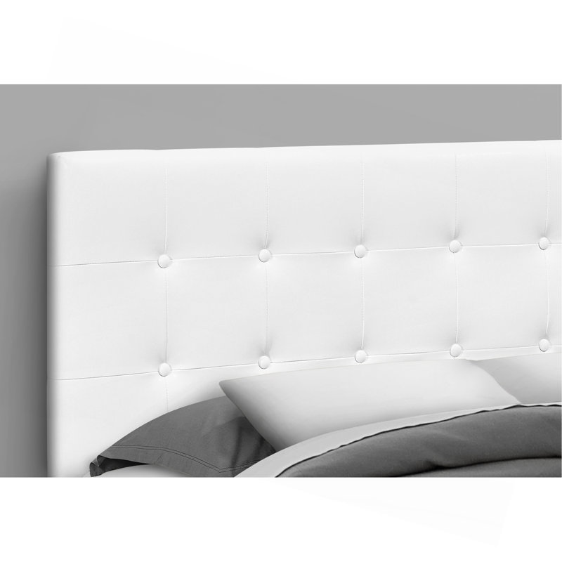 Bed, Headboard Only, Queen Size, Bedroom, Upholstered,  Leather Look, Transitional, White, Queen
