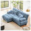 Canapé modulaire en chenille bleu, canapé rembourré 2 places avec repose-pieds convertible et coussins décoratifs pour le salon-124689336