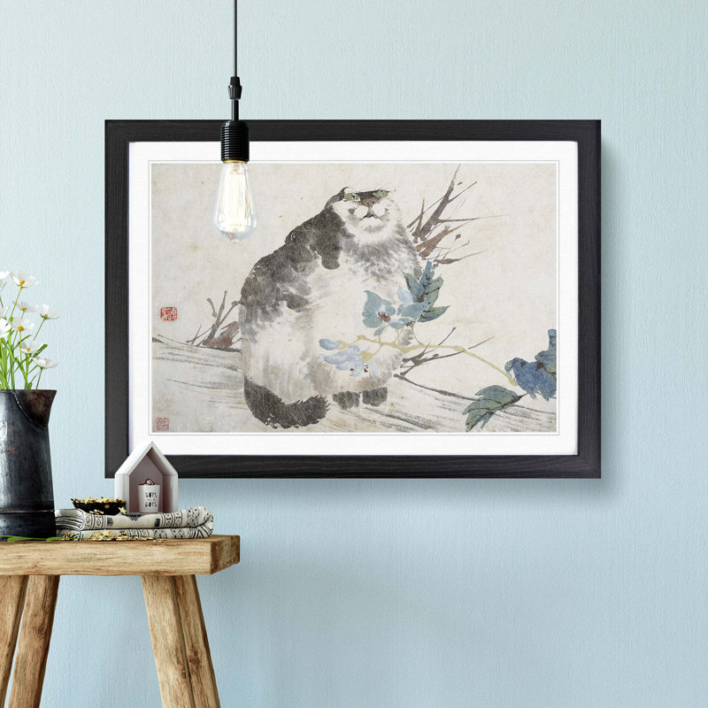 Fat Cat by Ren Yi - Picture Frame Painting Print, 27cm H x 36cm W x 2cm D, Black Framed