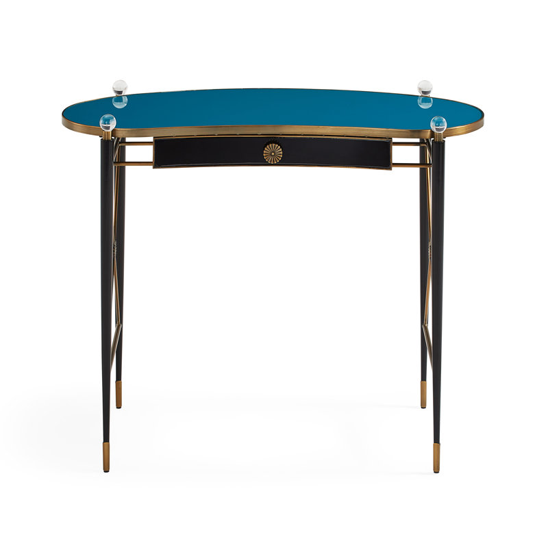 Rider Glass Brass Writing Desk