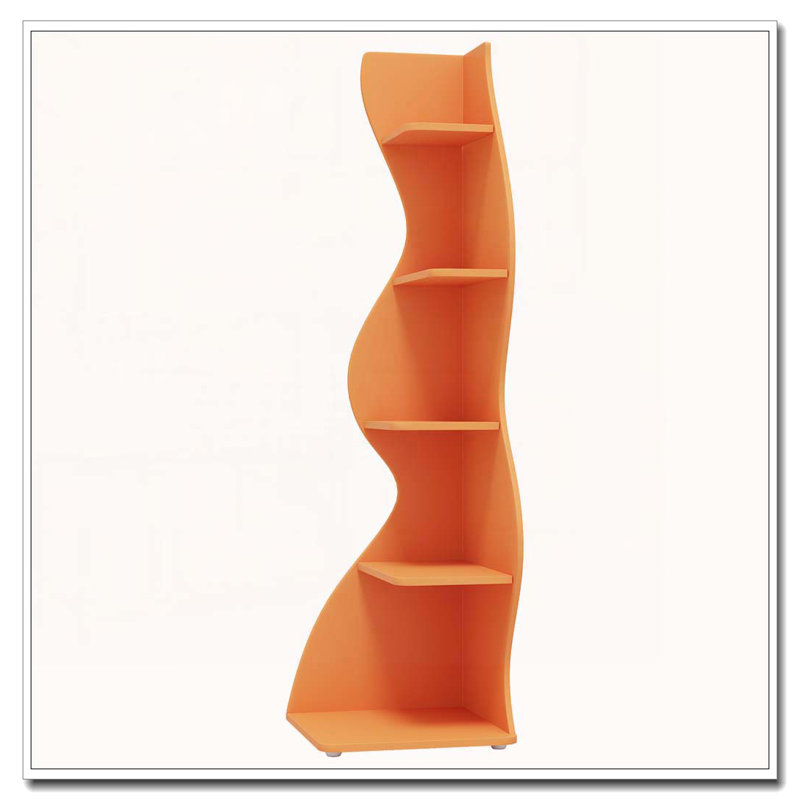 Bibliothèque et support d'angle à 5 niveaux 69,8 po pour salon, Orange