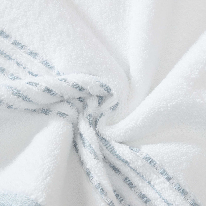 Cliff Side Cotton 3 Piece Towel Set, White/Blue
