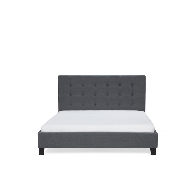 Ziemba Upholstered Twill Bed, Dark Grey