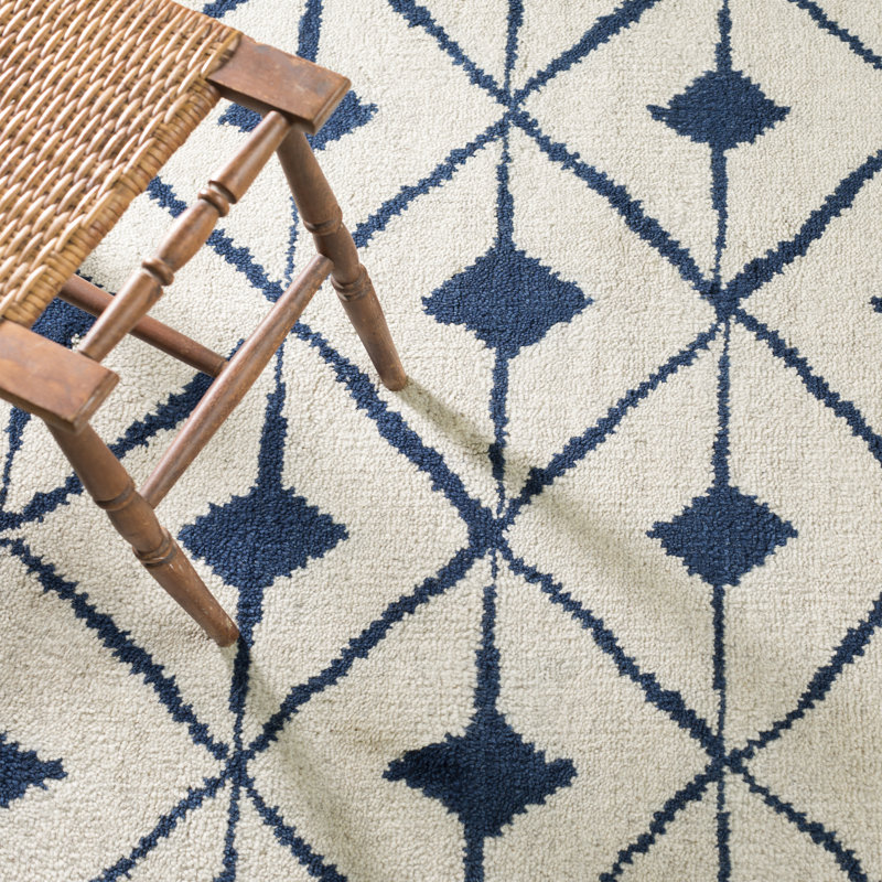Kenitra Indigo Hand Knotted Wool Rug, Rectangle 2' x 3'