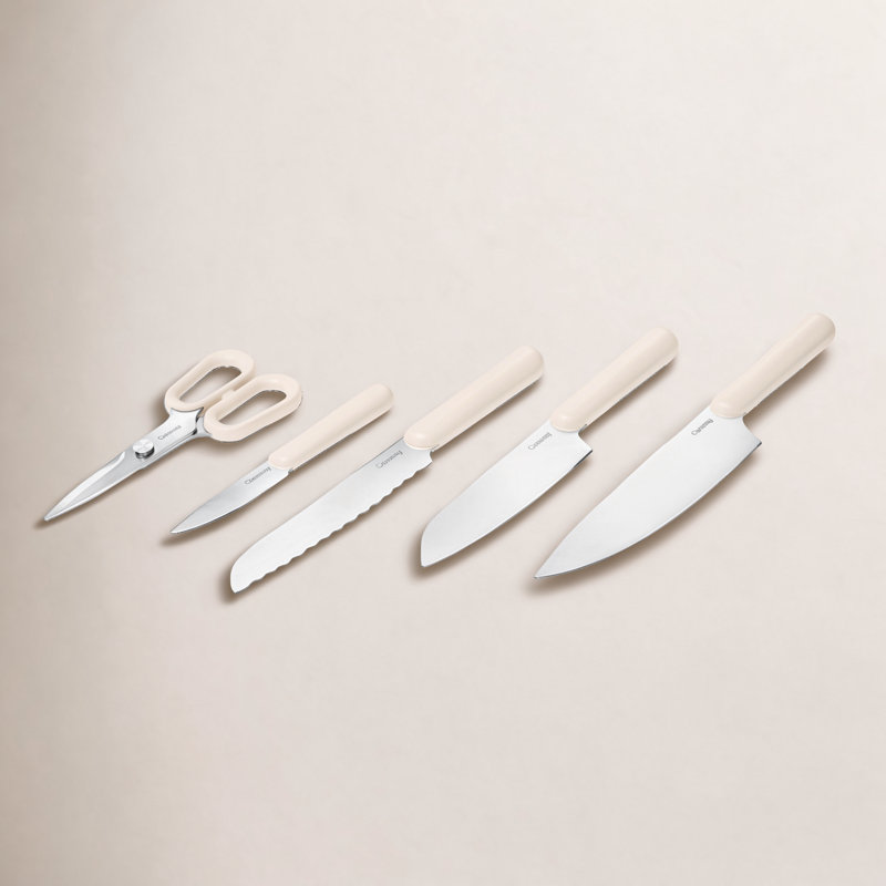 Caraway 5Pc Knife Set, Cream