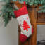 Chaussette de Noël 18 po rouge et ivoire avec flocons de neige