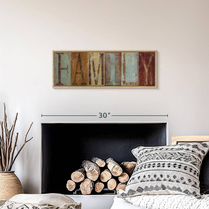 Plaque murale familiale, 25" X 9", Cadre flottant en bois naturel