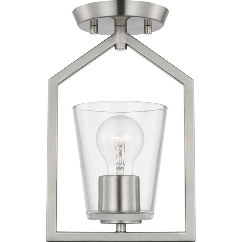 Plafonnier semi-encastré en verre Kyeler, Nickel brossé