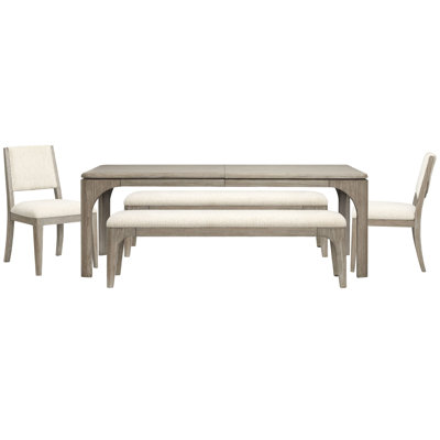 Table de salle à manger extensible rectangulaire avec 2 bancs et 2 chaises d'appoint
