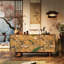Buffet oriental à motif floral paon