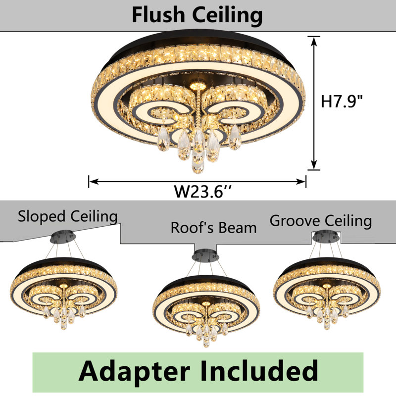 Lustre en cristal Glam, Noir mat