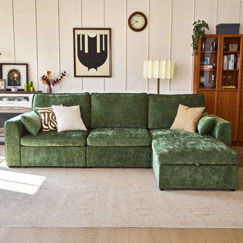 Repose-pieds en chenille simple avec large nuage, housses de coussin amovibles, librement combinées avec d'autres modules