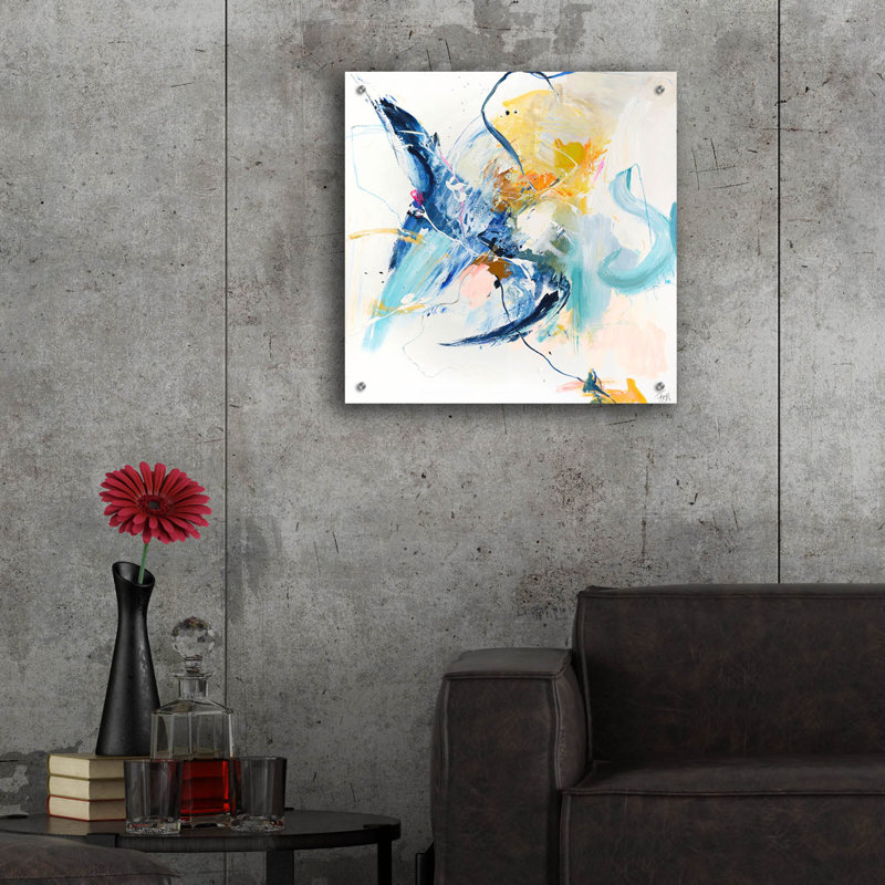 Art mural en verre épique «Confidentiel bleu» par Design Fabrikken, 24 po x 24 po, H 24 po x l 24 po