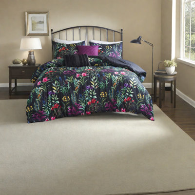 Ensemble de literie luxueux 5 pièces, conception botanique en polyester, style maison de campagne glamour pour la maison