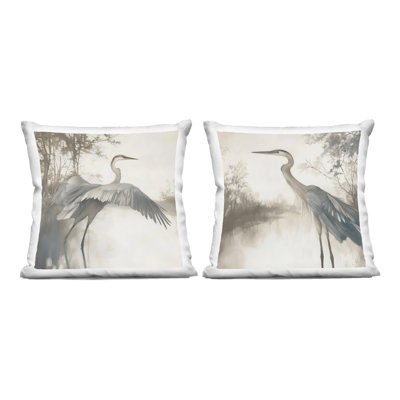 Ensemble de coussins décoratifs imprimés Heron Feathers Over Water 2 pièces par Mona Grace