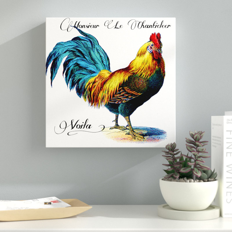 Reproduction d’art sur toile tendue monsieur le chanticleer, H 10 po x l 10 po x P 2 po