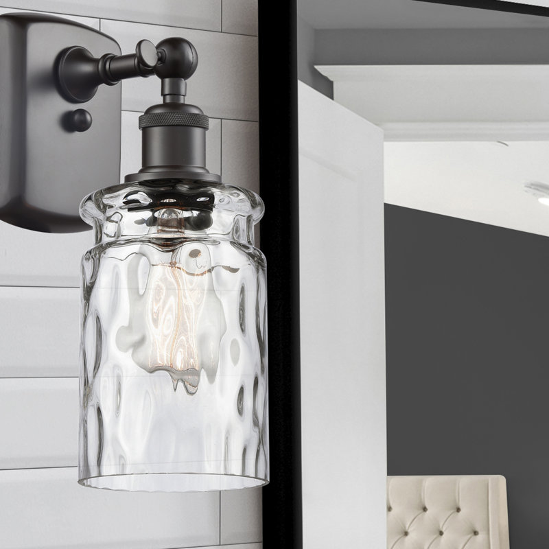 Barner Armed Sconce, Clear, 3.5 Watt Vintage LED Bulb, Oil Rubbed Bronze