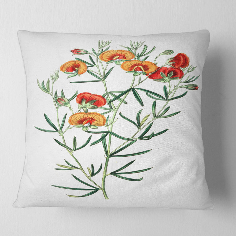 «American Vintage Flora» rétro - coussin imprimé traditionnel, 16" x 16"
