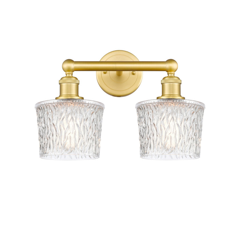 2 - Light Dimmable Vanity Light, Satin Gold, 11" H x 15.5" W x 7.75" D