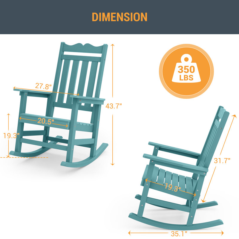 Chaise Adirondack à bascule d'extérieur, Bleu sarcelle