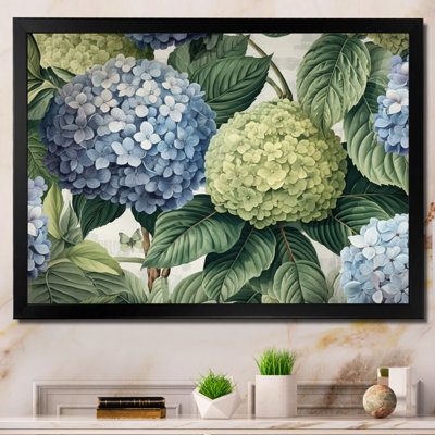 Impression sur toile rose, rose, vert et hortensia