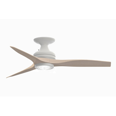 Spitfire 48 inch Flush Indoor/Outdoor Ceiling Fan with LED Light Kit - Matte White with Washed White blades