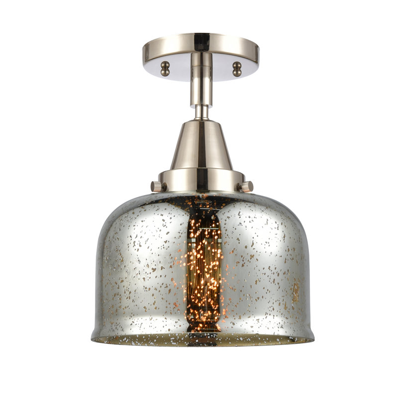 Plafonnier encastré en verre Amede, Tourbillon déco, H 12,5 po x l 5 po x P 5 po, Nickel poli