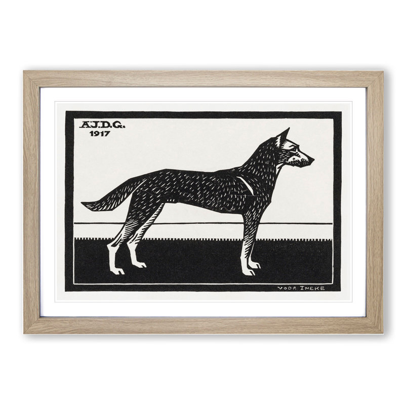 Dog by Julie De Graag - Picture Frame Painting, 36cm H x 48cm W x 2cm D, Oak Framed