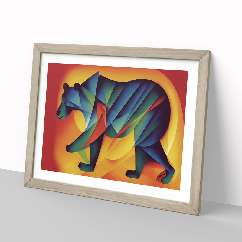 Abstract Bear Painting Vol.2 - Framed Print, 25cm H x 34cm W x 2cm D, Oak