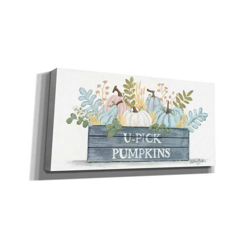 «U-Pick Pumpkins» par Sara Baker, toile, art mural, H 20 po x l 40 po x P 1,25 po