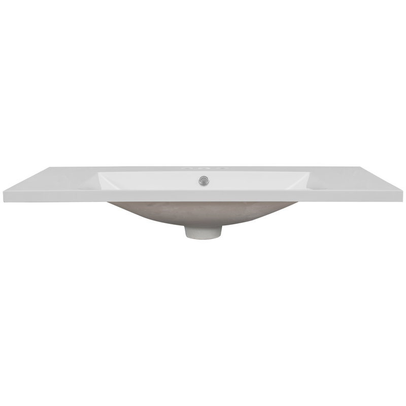 36" White Ceramic Rectangular Undermount Vanity Sink Top