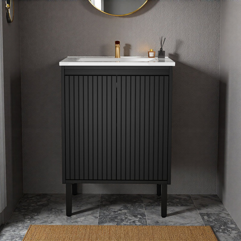 24 Inch Bathroom Vanity With Sink, Floor - Standing Structure For Stability, Soft - Closing Drawers For Noiseless Operation