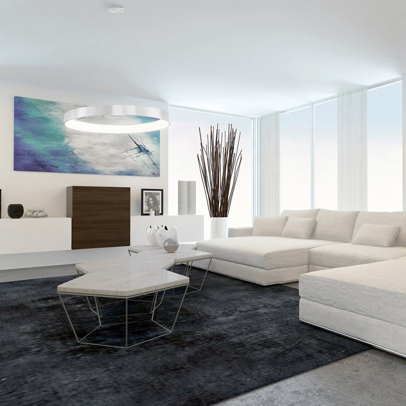 Corso 1 - Light LED Pendant, Brushed Aluminum, 4" H x 43" W x 43" D