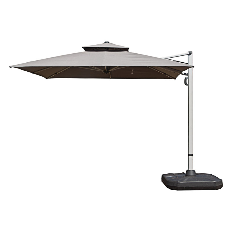 Parasol carré en porte-à-faux avec mât central, base non incluse, L 116,15 po x P 116,15 po, Gris