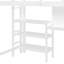 Lit mezzanine simple en bois avec tablettes, bureau et tableau d'écriture-531413708
