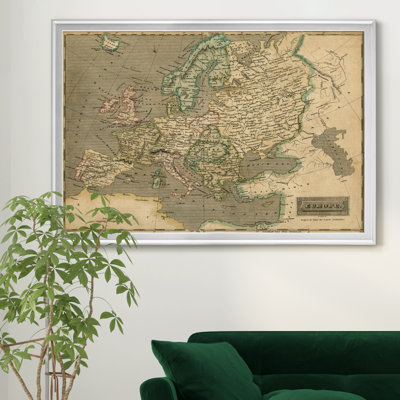 Carte de l’Europe par Thomson-impression d’art graphique sur toile encadrée