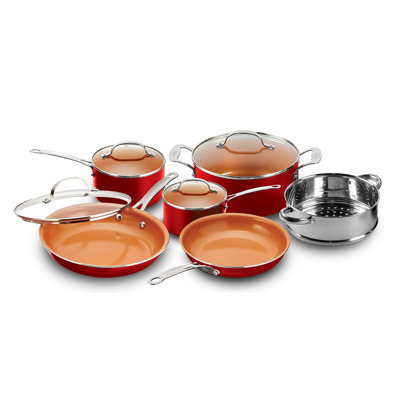 Gotham Steel 10 Piece Ceramic Non Stick Cookware Set, Stay Cool Handles, Oven & Dishwasher Safe