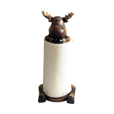 Moose Head Rustic Woodland Paper Towel Holder Kitchen Countertop Accent
