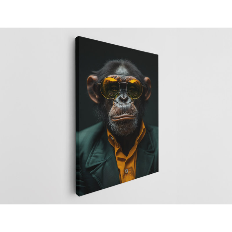 Reproduction d'art sur toile Highend Portait of a Chimp, reproduction d'art moderne pour la maison et le bureau