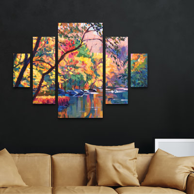 Ensemble de 5 panneaux muraux - David Lloyd Glover «Color Reflections», art mural sur toile pour le salon, la chambre à coucher ou le bureau 