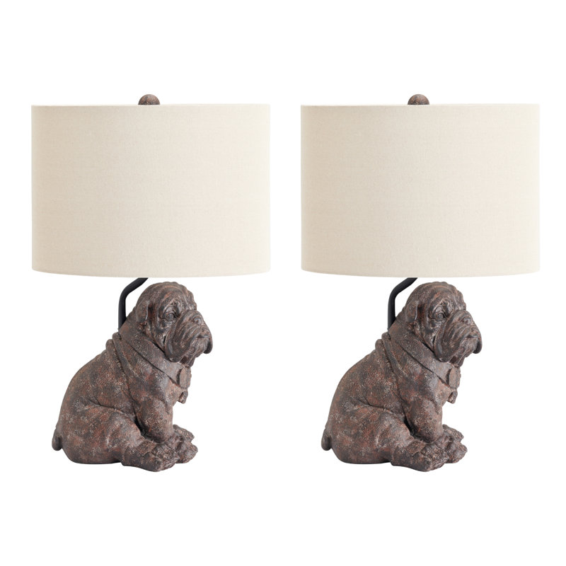 19" Resin Table Lamp With Oat Shade